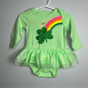 Baby Cat & Jack Green Bodysuit with Tutu Rainbow Shamrock St Patrick’s Day 3-6